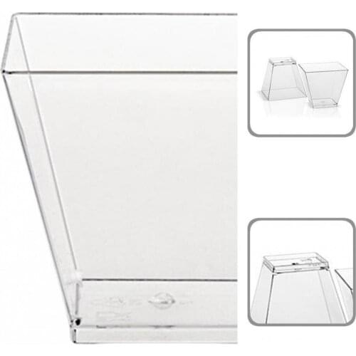 Safe 50Pcs Practical Transparent Square Cake Cups 60ml Dessert Cups Food-grade for Wedding