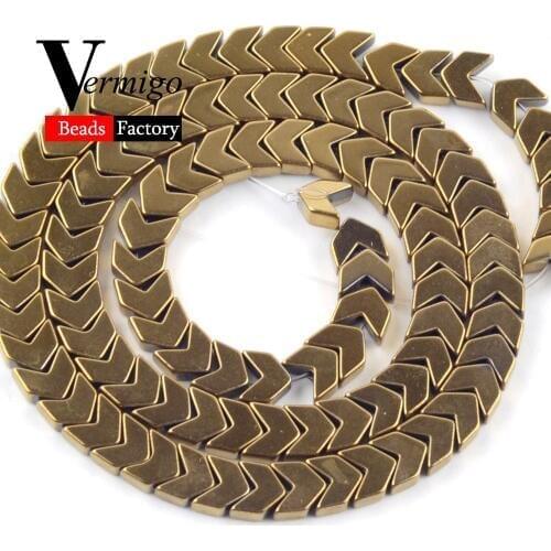 Gold Arrow Shape Hematite Natural Stone Beads For Jewelry Making DIY Necklace Bracelet Spacer Loose Beads 3/4/6/8mm 15"