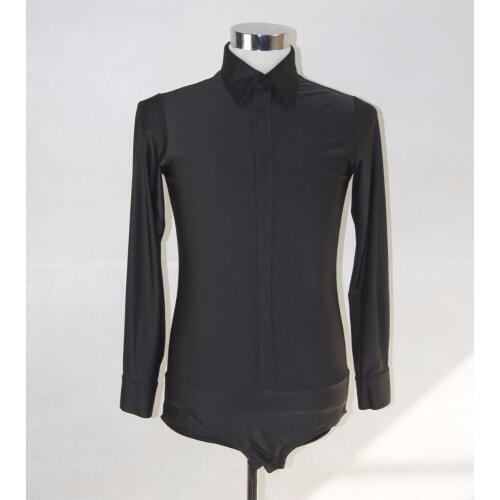 Black Men boy ballroom Latin body body shirt V neck long sleeve rhinestone baile hombre
