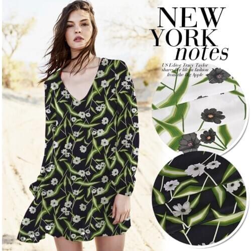 CNUM SCD142 100% Natural Silk Crepe De Chine/ Floral /Silk Fabric / Width 1.48yd Thickness 16mm/ Unit:Meter