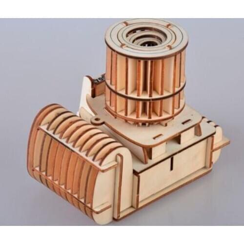 DIY Vintage Camera Toys 3D Wooden Puzzle Game Assembly Model Wood Desk Decoration for Children Kids Model Building Kits