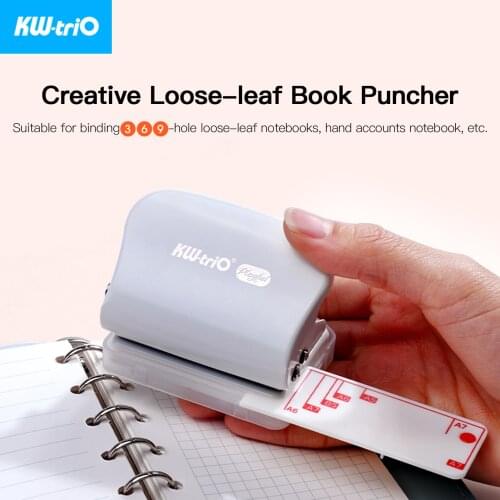 KW-trio 99H3 Portable 3Hole Punch Handheld Metal Hole Puncher 5 Sheet Capacity 6mm Aperture Paper Punch for A5 B5 A6 A7 Notebook