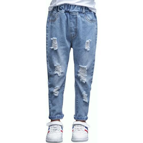 Jeans For Girl Casual Style Girl Riped Jeans Solid Color Children Denim Jeans Teenage Clothes For Girls 6 8 10 12 14 Year