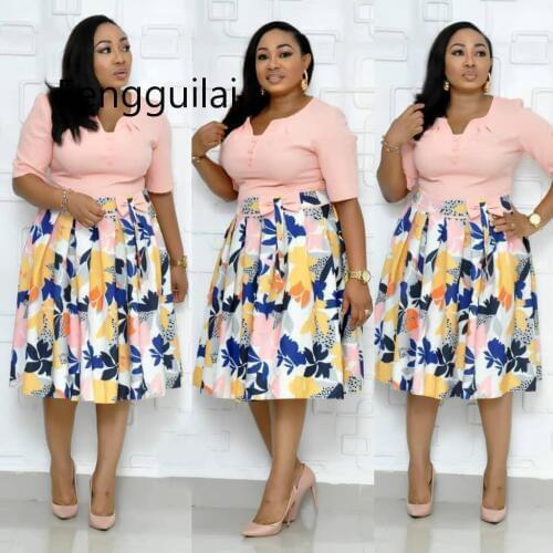 FENGGUILAI Yellow Black 2020 New Summer Sexy Fashion Style African Women Printing Plus Size Dress L-3XL