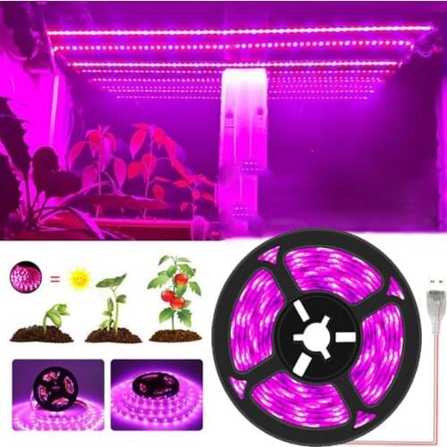 LED Plant Growth Light Full Spectrum 5V USB Plant Growth Light Strip for Greenhouse Hydroponic Flower Plants 0.5/1/3M