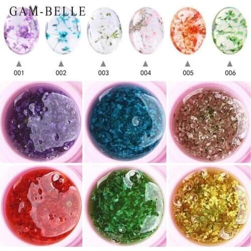 GAM-BELLE 1Box Floral UV Gel Varnish Natural Dried Flower Fairy Nail Gel Polish 3D DIY Nails Decoration Painting UV Nail Art Gel