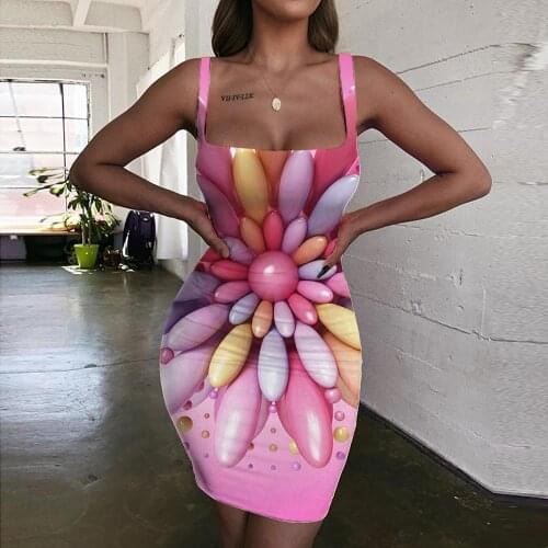 Giyu Brand Flowers Dresses Women Colorful Vestido Sexy Creativity 3d Print Art Sundress Womens Clothing Mini Evening Beach