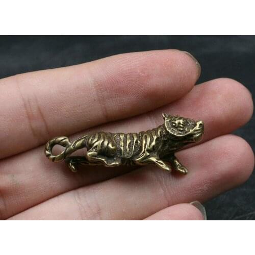 42mm Collection Chinese Bronze Lovable Animal Zodiac Tiger Small Statue Pendant