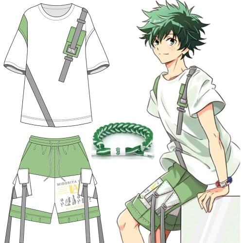 Anime My Hero Academia Midoriya Izuku Cosplay Costume Summer Daily Fashion T-shirt Pants Uniform Anime Outfits Cos