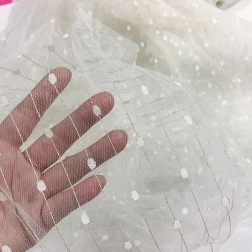 160cm Width Dots Stripe Jacquard Mesh Tulle Fabric Lace Fabric for Dress,Tutu Skirt,Wedding,Black,White,Blue,Pink,by the meter