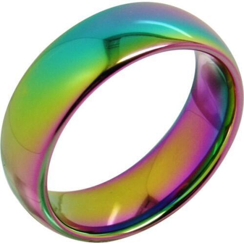 Fashion 5mm Width Tungsten Carbide Rainbow Wedding Rings for Woman Man High Polished Dome Band Free Size 5-11 Free Engraving
