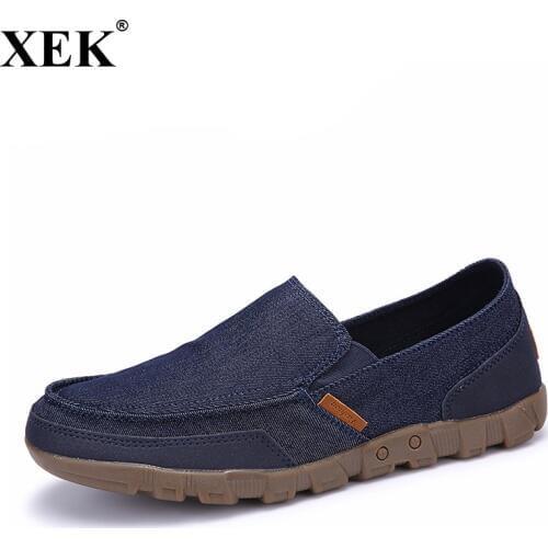 XEK 2018 New Men Loafers Breathable Canvas Shoes Men Flats Slip Outdoor Soft Summer Casual Shoe For Man Sapatos Masculinos JH184