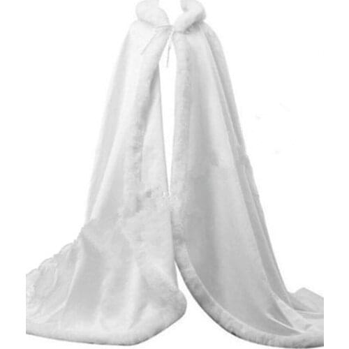Bridal Wedding Cloak Elegant Wedding Hooded Cape with Train Faux Fur Winter Bridal Wedding Accessories Wraps Cloaks