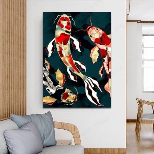 Wall Art Picture HD Print Abstract Koi Fish Painting Canvas Poster For Living Room Modern Decor Animal