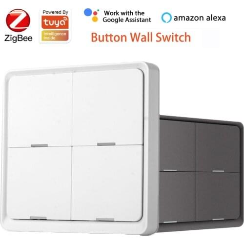 ZigBee Wall Switch For Tuya Smart Life Wireless Free Sticker 1-4 Channels Scene Button Automation Work With Alexa Google Home