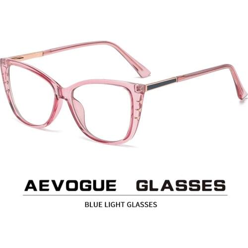 AEVOGUE Anti-Blue Glasses Computer Mirror TR90 Frame Fashion Cat Eye Glasses AE1054