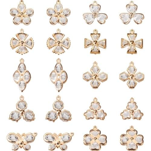 Crystal Alloy Rhinestone Charms Golden Metal Crown/Heart/Flower/Satr Charm Pendant for DIY Jewelry Necklaces Bracelets Making