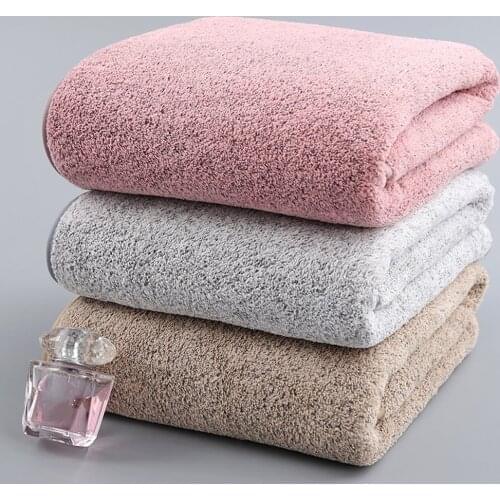 70x140cm Bamboo Charcoal Coral Velvet Fiber Bath Towel Adult Quick-drying Soft Absorbent Solid Color Household Bathroom Towel