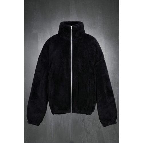 South Korea daigou casual mens winter edition pure color collar cashmere large warm loose jacket