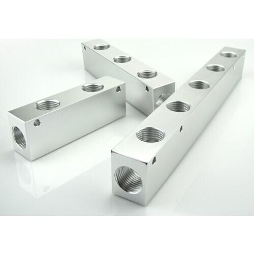 1/2" BSP Female Thread 27x36mm 2-10 Ways 4-12 Ports Solid Aluminum Pneumatic Manifold Air Distribution Block Splitter
