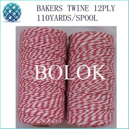 Rose red/white cotton Baker twine (110yards)15PCS/LOT by free shipping