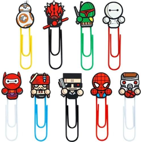 Marvel Spider-Man Captain America Yoda BB-8 Cartoon Paper Clip Bookmark Cute Creative Page Paper Clip Metal Clip Birthday Gifts