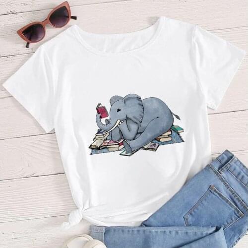 Elephant Casual Graphic New T Shirt Women Love to learn Elephant Printed Personalized Style Plus Size T-shirt Tshirt Clothes