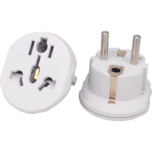 Universal EU KR Plug Adapter AC 250V 16A EU Converter 2 Round Pin Socket Suitable For US UA UK To EU Plug For Traveling