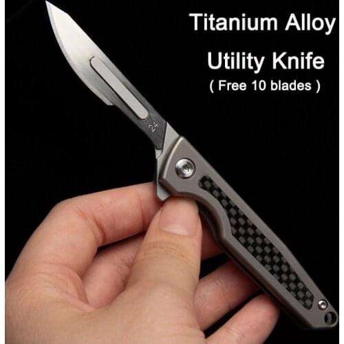 EDC Mini Titanium Alloy Utility Knife Outdoor Portable Key Unpacking Paper Knife Detachable Blade