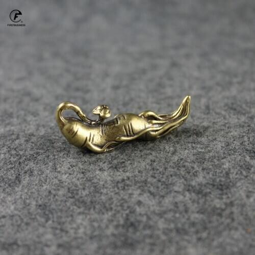 Vintage Copper Chinese Herbaceous Plant Ginseng Miniatures Figurines Feng Shui Ornament Cure All Diseases Lucky Party gift
