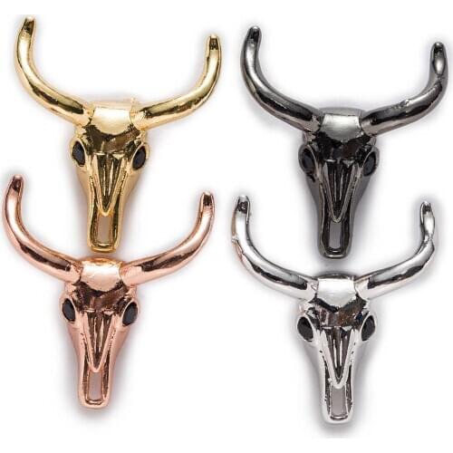 1 Piece Micro Inlays Bull Head Shaped Copper Beads For Jewelry Making Women Children DIY Bracelet Necklace Findings 20mm