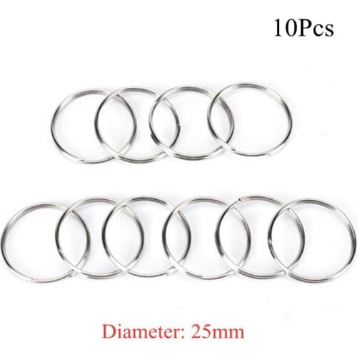 10Pcs/Lot Split Rings DIY Jewelry Keyfob Accessories Silver Metal Keychain Alloy Key Holder 1.2*25mm Wholesale
