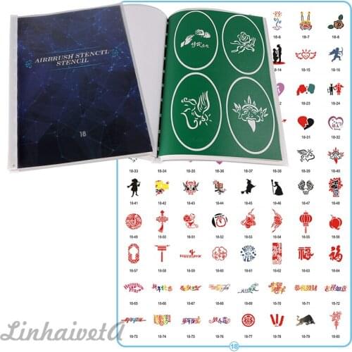 100 pcs Prosthetic Arm Shoulder in Book 18 Airbrush Tattoo Stencil Reusable Temporary Drawing Template For Woman Boys Girls Kids