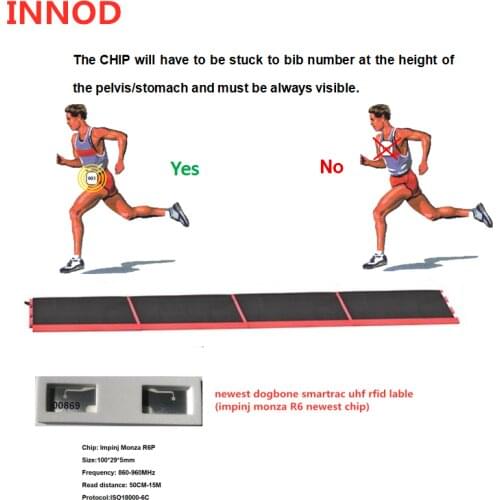 1000pc/lot new arrival ISO18000-6C race timing system Dogbone RFID tags UHF Smartrac tag Sticker with foam