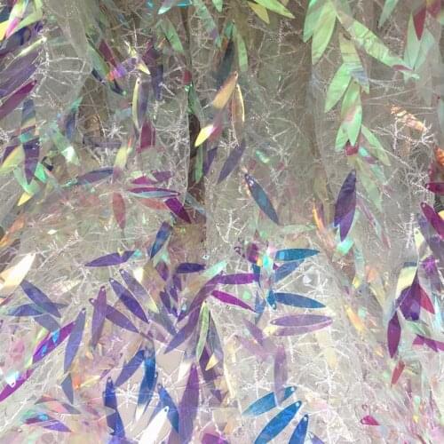 GLace 1Y/Lot Sequined mesh embroidered fabric for dress sequin fabric performance clothing wedding lace decoration TX842