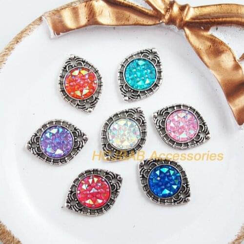 21 New Eye Charms Tibetan Silver Tone Retro Mixed Round Resin Connectors 14.5x20mm