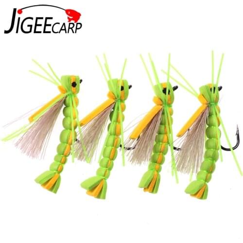4PCS Insect Fishing Lures Simulation Grasshopper Fishing Bait Artificial Baits Dry Fly Carp Lure Fishing Tackle