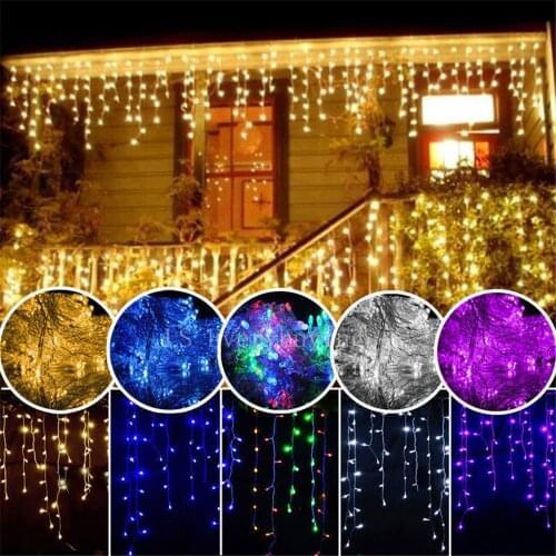 5M Waterproof Outdoor Christmas Light Droop 0.4-0.6m Led Curtain Icicle String Lights Garden Mall Eaves Decorative Lights