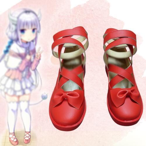 Anime Miss Kobayashis Dragon Maid Kanna Womens Girl Cosplay Kawaii Cute Lolita Red Summer Spring Low Heel Shoes Birthday Gift