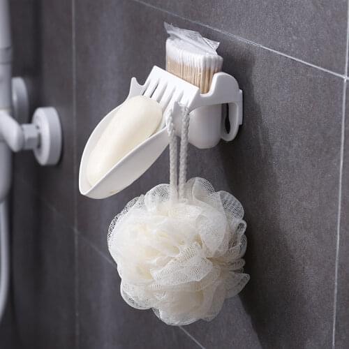 HOOQICT Non Slip Bath Soap Dish Bathroom Kitchen Gadget Storage Organizer Shower Soap Holder With Drain Wall Mounted Soap Tray
