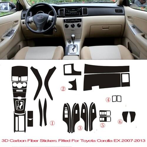 Car-Styling New 3D Carbon Fiber Car Interior Center Console Color Change Molding Sticker Decals For Toyota Corolla EX