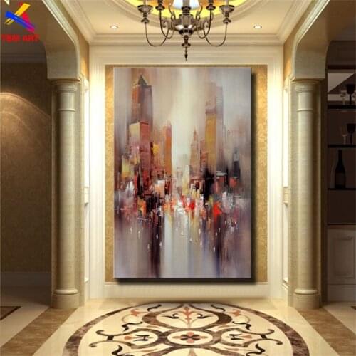 Times Square Pic Large Hand painted Modern Abstract Oil Painting on Canvas for Living Room Wall Art Home Decoration Gift SL025