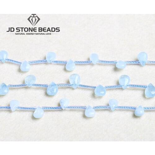 Natural Aquamarine Stone Drop shape Beads 5x8/6x9/8x10mm Loose Beads Necklace Bracelet Diy Accessory for Jewelry Making