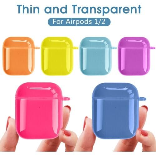 For AirPods case Fluorescent color Cute Transparent Cover For AirPods Pro Bluetooth Earphone Protective Cover For Air pods 2 1 3