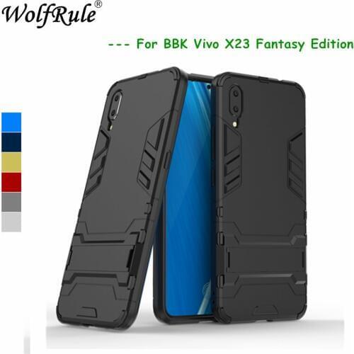 WolfRule Case BBK VIVO X23 Cover Soft Rubber + Plastic Kickstand Case For VIVO X23 Fantasy Edition Case Shell Vivo X23