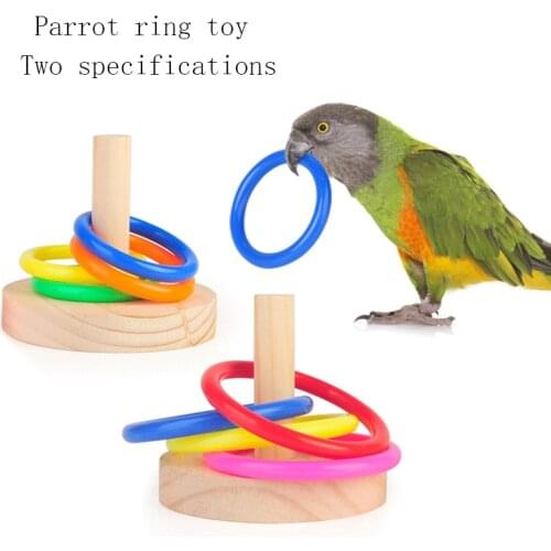 Birds Parrot Wooden Platform Plastic Rings Intelligence Training Chew Toy Pet Educational Supplies