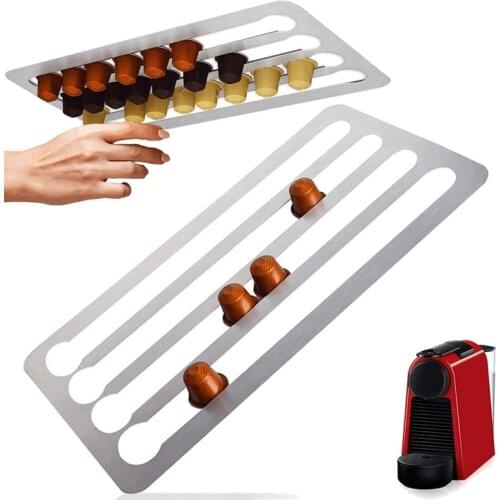 Coffee Capsule Holder Fit for Nespresso Pods,Mounted on Walls or Under Cabinets,Can Storage Holds 40Pcs Coffee Pods