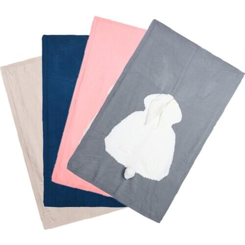 Baby Blankets Newborn Cute Big Rabbit Ear Blanket Soft Warm Knitted Swaddle Kids Bath Towel Baby Toddler Bedding Blankets