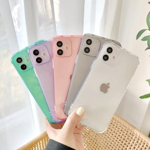 Gimfun Shockproof Transparent Phone Case for iPhone 11 12 Pro Max X XR Xs Max Case Soft TPU Solid Color Cover for iPhone 12