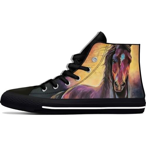 Animal Crazy Horse art New Arrive Fashion Lightweight High Top Canvas Shoes Men Women Casual Breathable Sneakers